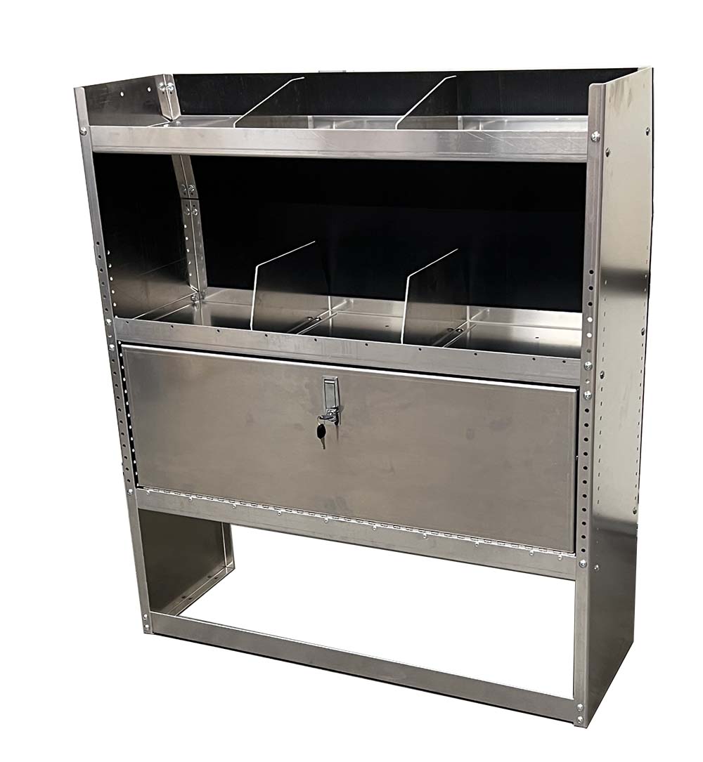 Aluminum Van Shelving Unit with Door 38"Lx44"Hx13"D