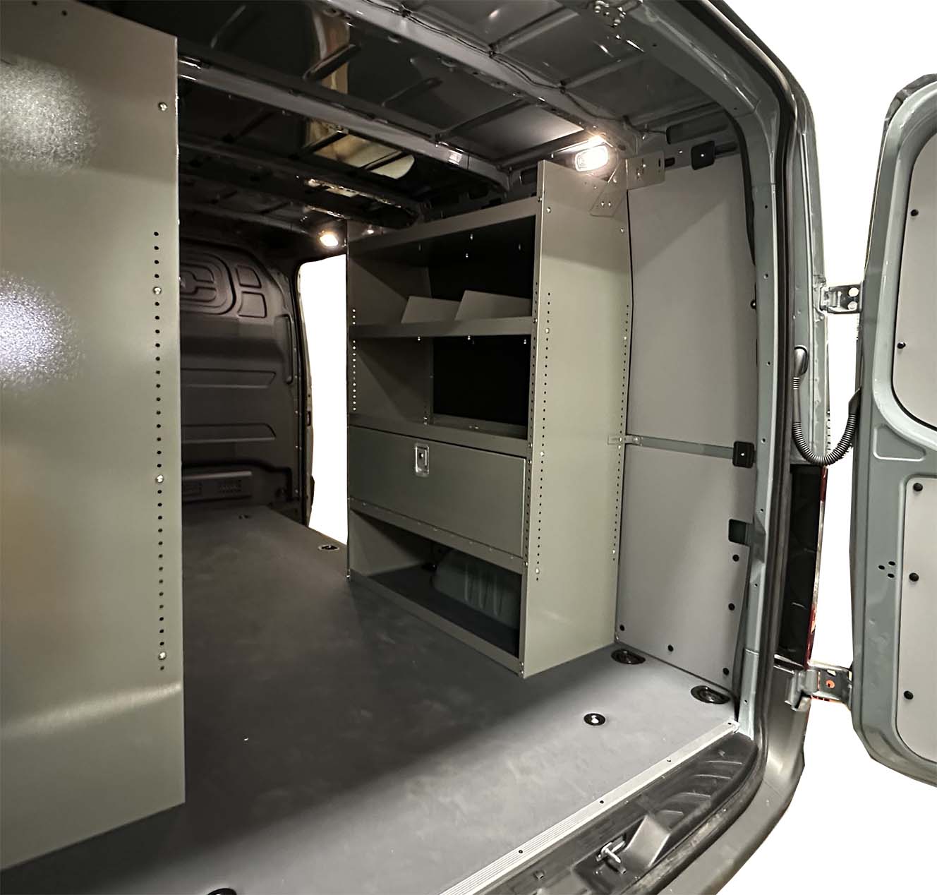 Van Shelving with Door - 59"H x 45"L x 16"D - High Roof Ford Transit