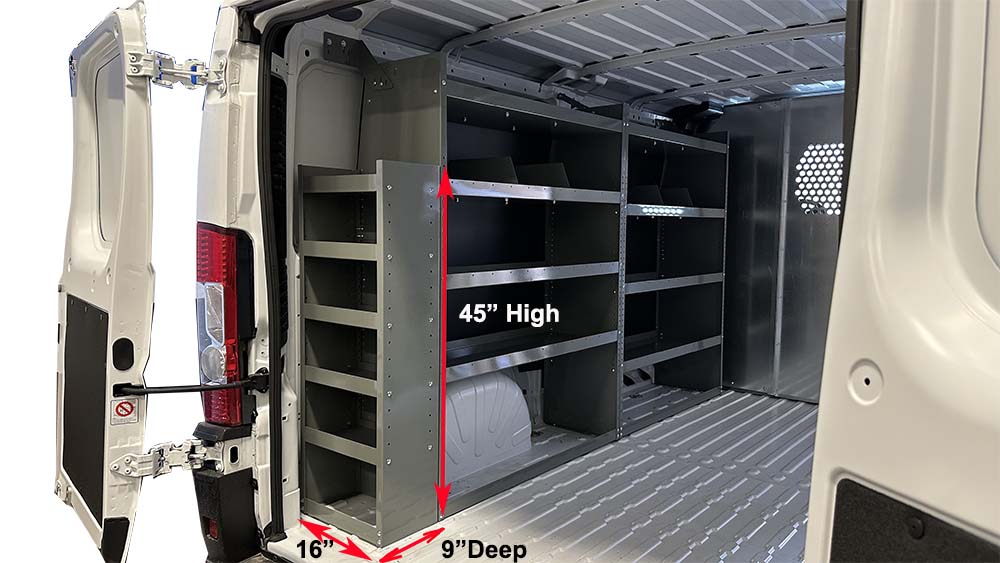 Storage End Shelf Tower to fit Mercedes Sprinter 45"H x 16"L x 9"D